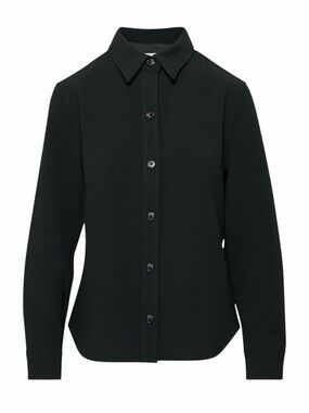 Aritzia Wilfred Piper Shirt Black Crepe Tailored Button-Up Blouse Sz XL